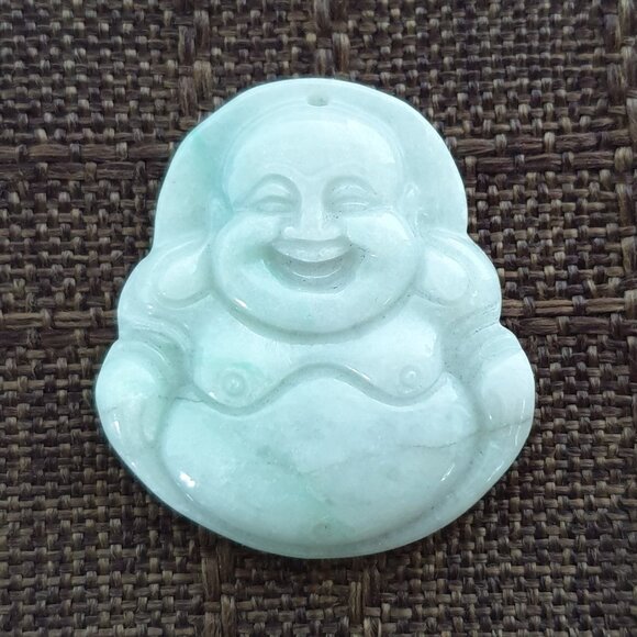 75.5 carats Vintage Hand-Carved Natural White Jade Happy Buddha Pendant - Picture 9 of 11